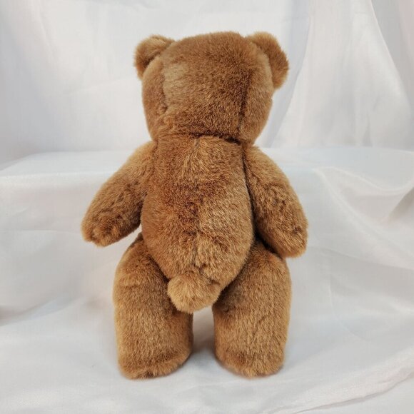 Vintage FTD Wood Face Teddy Bear Brown Plush Jointed Arms and Legs 9.5 inches - Picture 3 of 8